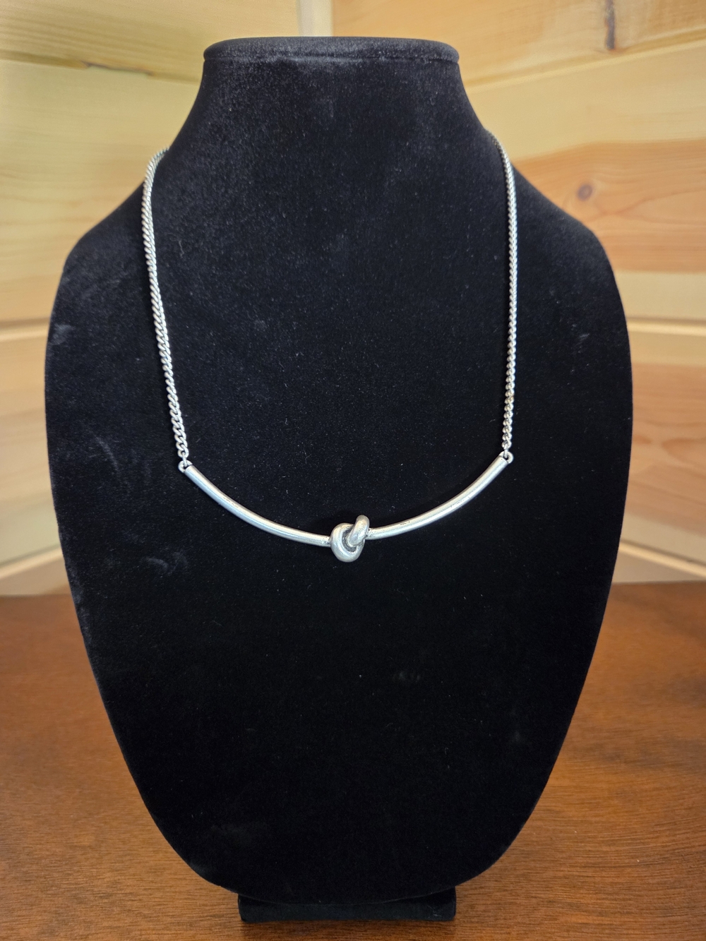 LOFT Silver Knot Curved‎ Bar Necklace